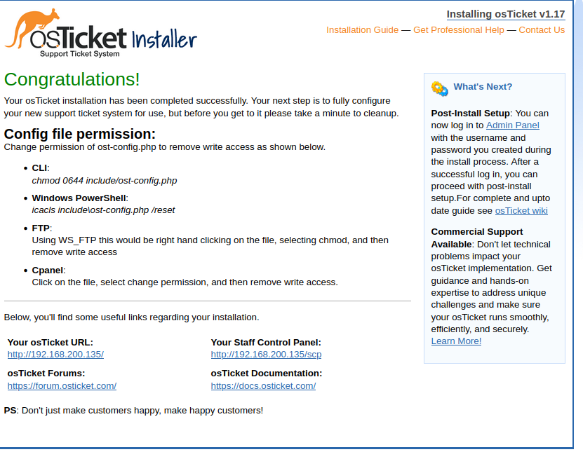osTicket Setup Wizard